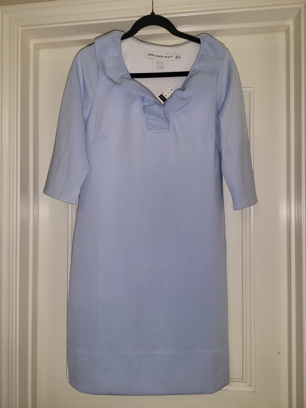 Gretchen Scott Designs Perwinkle Ruffle-Neck Midi Shift Dress Size XL NWT NEW - Picture 2 of 12
